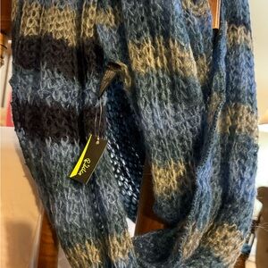 Blue and Black Knit Scarf